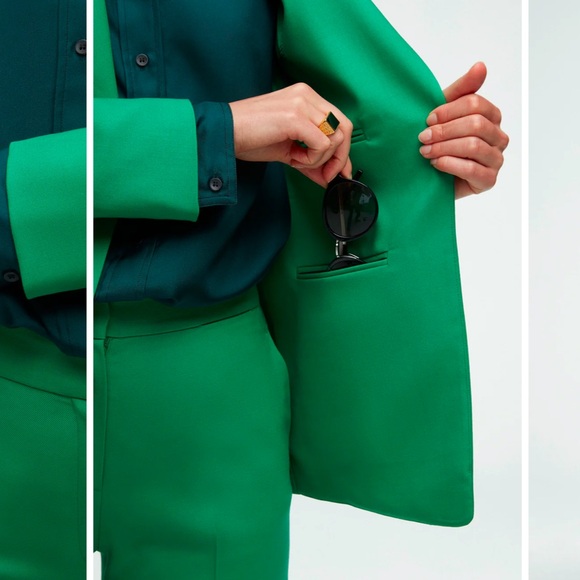 EUC Argent Colorblocked Single Button Blazer Wool Green/Blue Jacket, size 8 - Picture 6 of 15